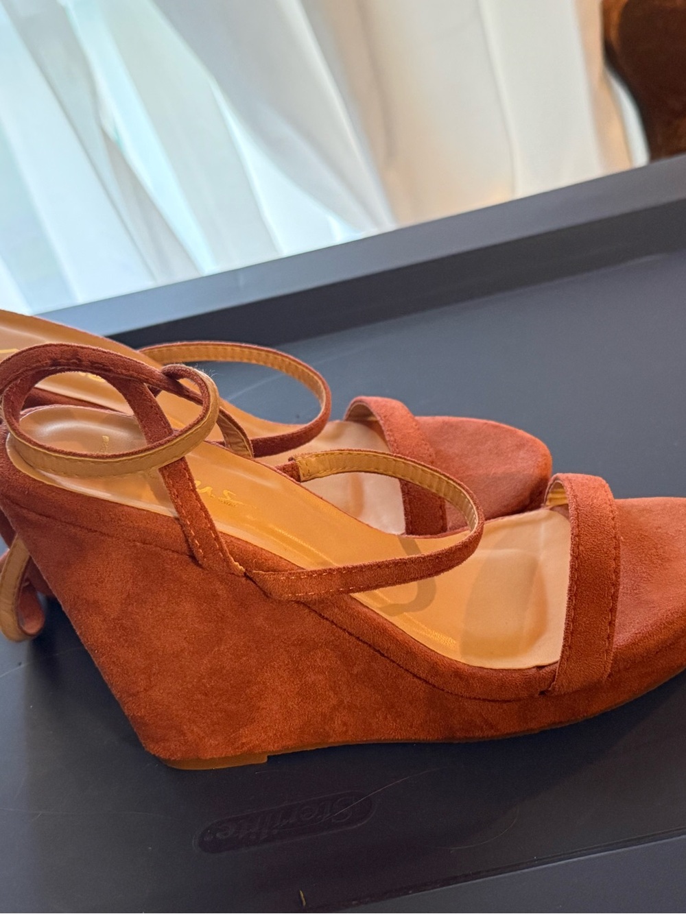Suede Rust pink Wedge Sandals - Women's Platform Heels